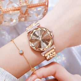 Women's Diamond Mirror Fashion Waterproof Steel Watch